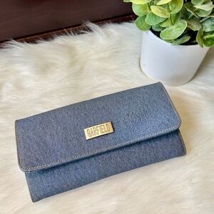 Garfield Faux Denim Long Flap Wallet with Engraved Front